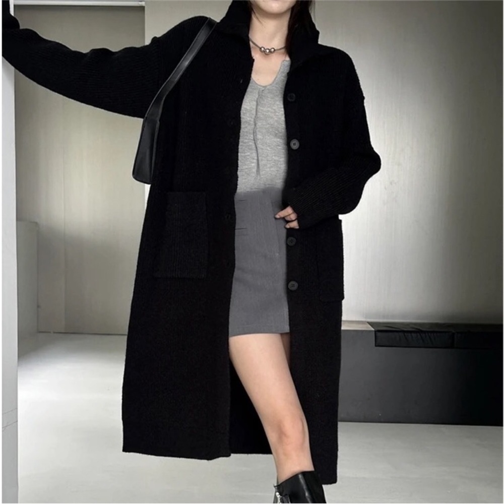 Long Black Cardigan. Summer Campfire Sweater Chun… - image 5